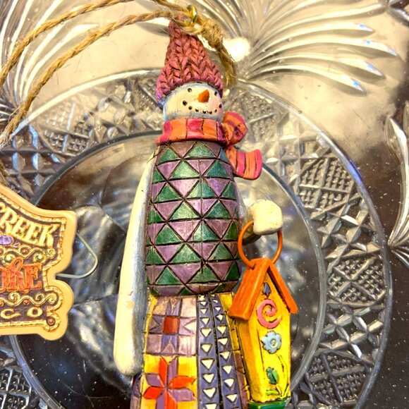 Vtg Enesco Jim Shore Snowman Bird/House #117708 Hanging Ornament - Bird Missing - Picture 3 of 10